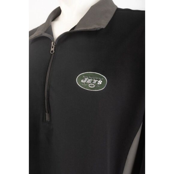 NFL Team Apparel Mens Jacket Pullover NY Jets Black Lightweight 1/4 Zip 2XL XXL - Picture 4 of 6
